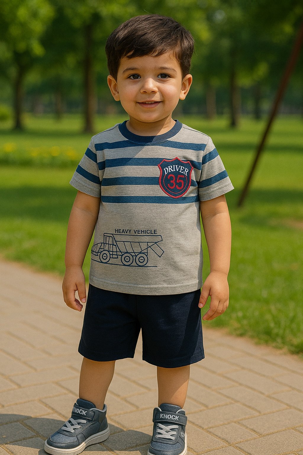 Kids Collection – Driver 35 Grey & Navy Summer Suit for Boys