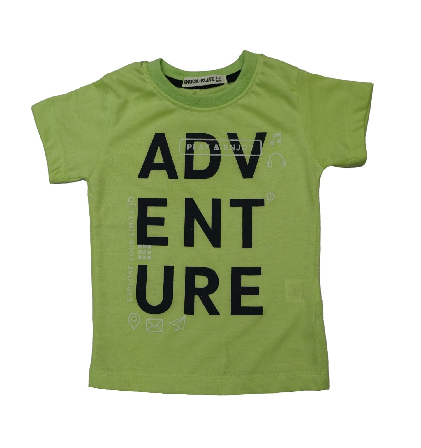 Knock Elite Kids Adventure Outfit – Green Adventure T-Shirt & Black Shorts Set (Boys Summer Dress)
