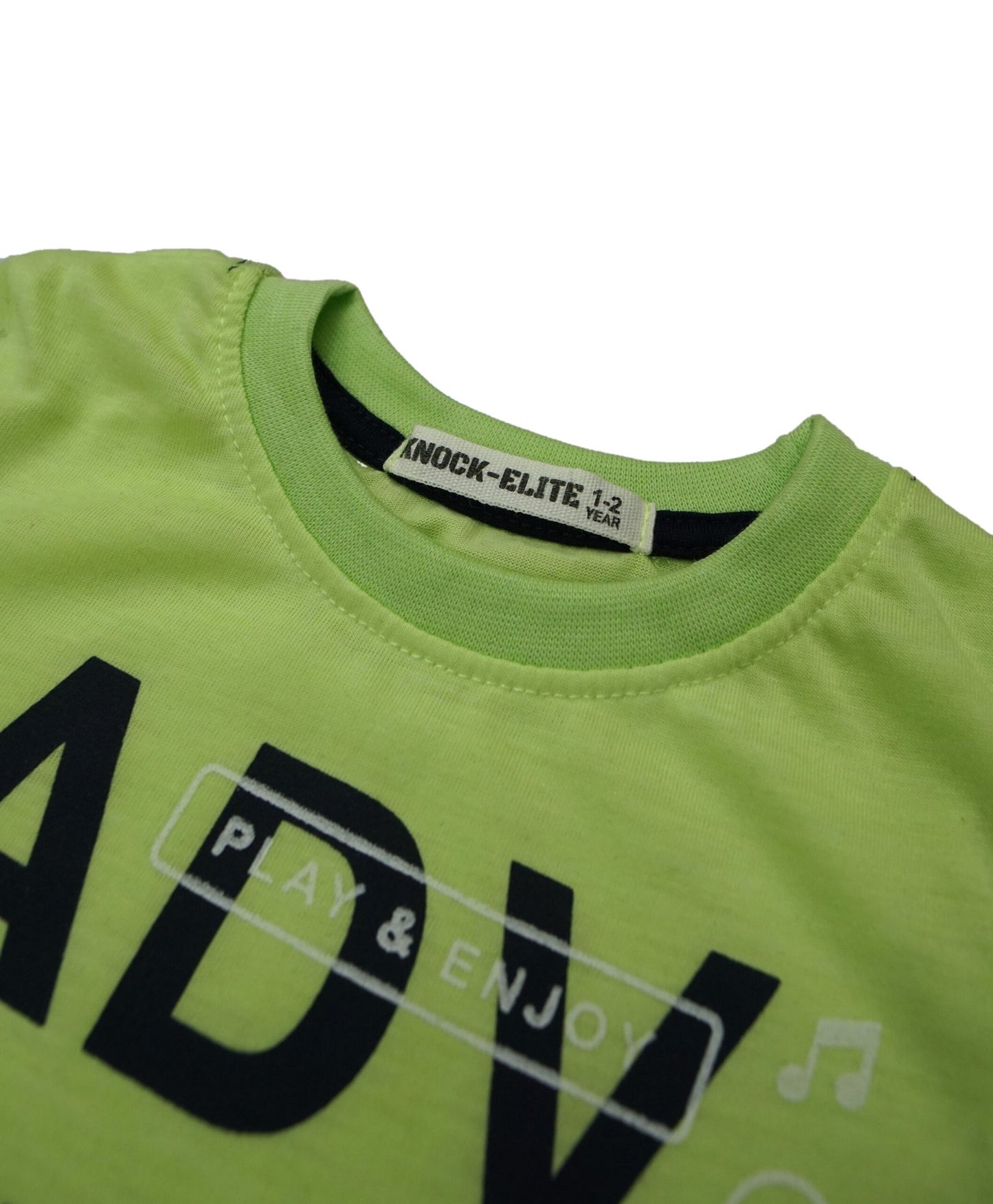 Knock Elite Kids Adventure Outfit – Green Adventure T-Shirt & Black Shorts Set (Boys Summer Dress)