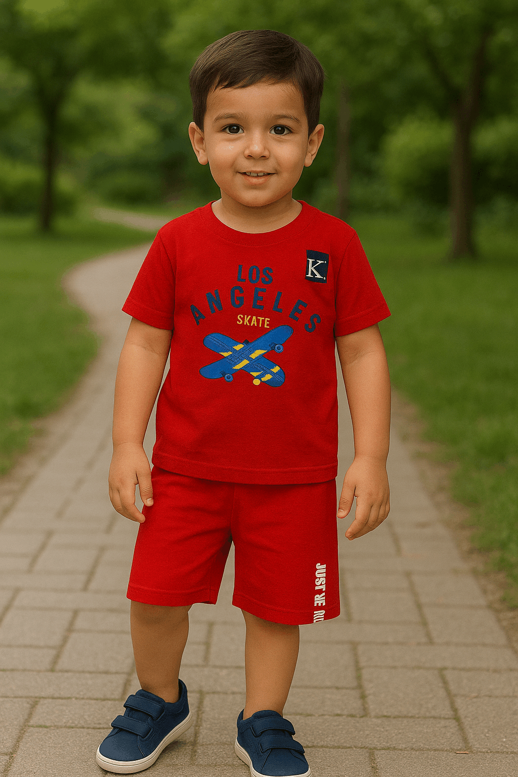 Kids Wear Los Angeles Suit – Red T-shirt & Short